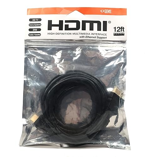 Gems 12ft HDMI Cable High-Speed Supports 4K, Ethernet, 3D and Audio Return