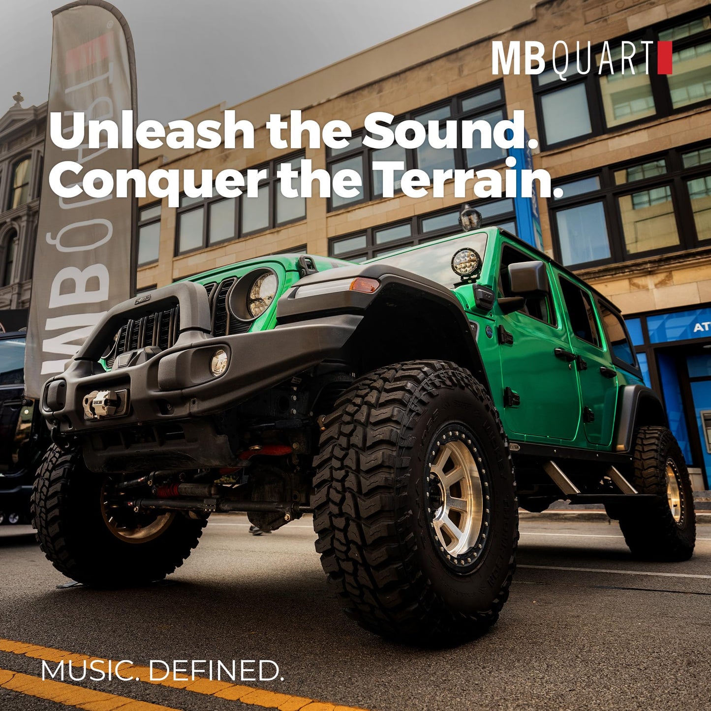 MB Quart MBQJ-48HRGB Jeep Wrangler JL/Gladiator JT Rear Soundbar with 8-Inch Compression Horn Speakers, Titanium Tweeters, RGB Light, Car Stereo Kit