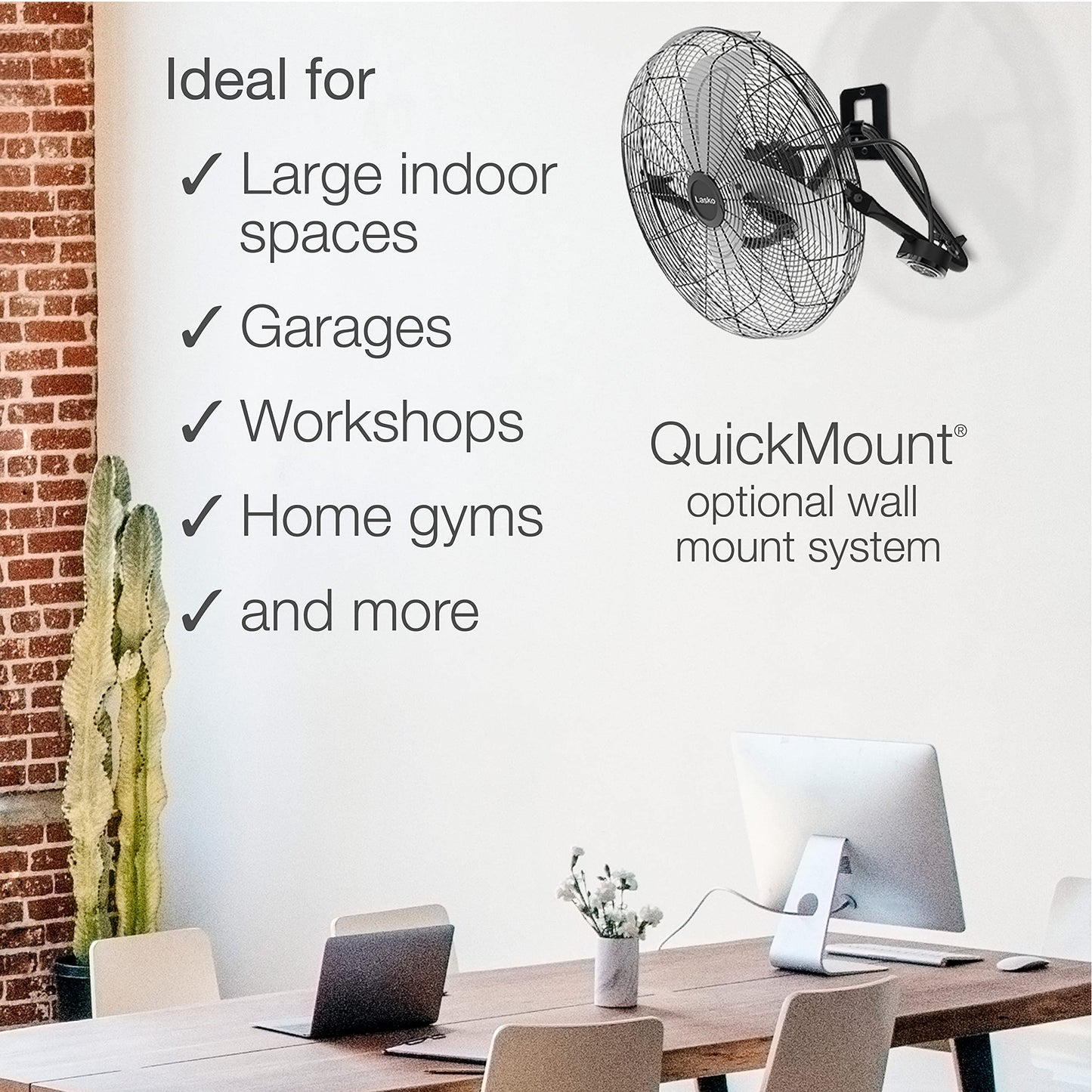 Lasko High Velocity Wall Mount and Floor Fan - 20" - H20660 - Black