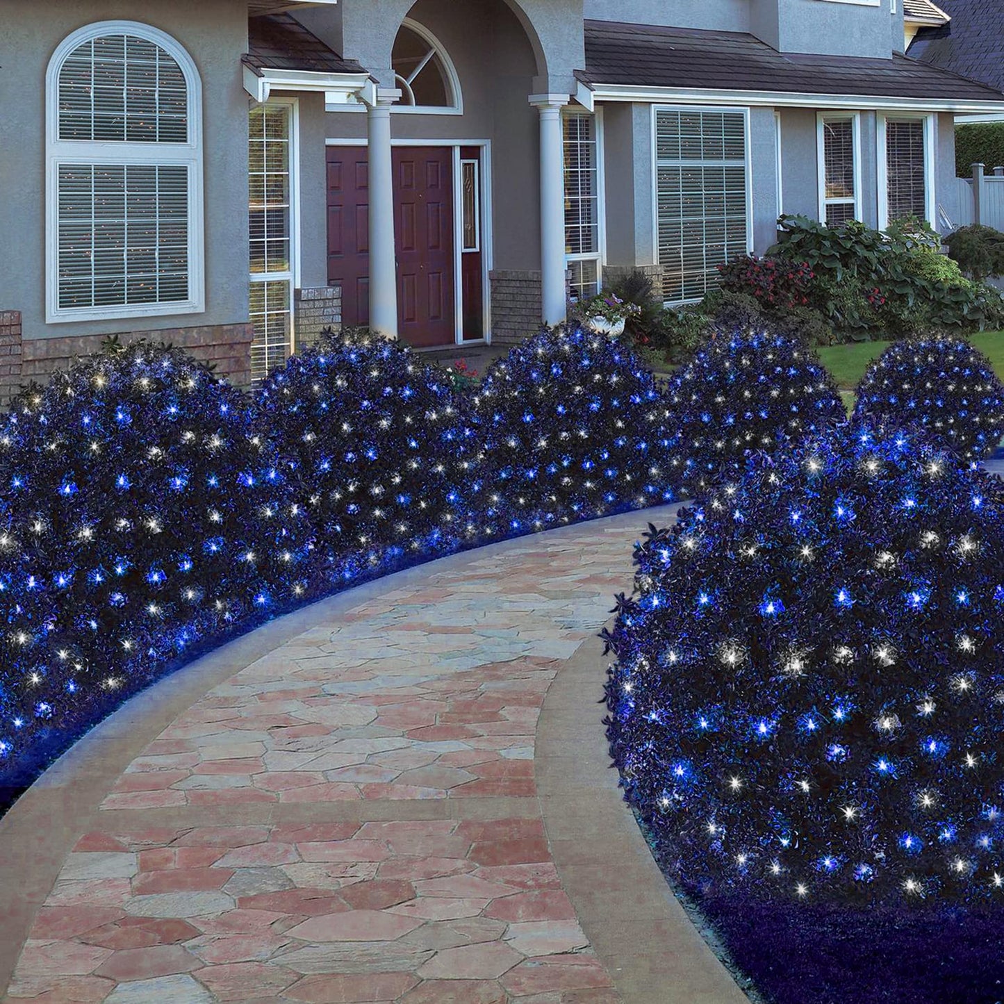 weillsnow 198 LED 9.8ft x 6.6ft Christmas Net Lights, Connectable 8 Lighting Twinkle Modes Mesh Lights for Christmas Outdoor Patio Garden Bush Fence