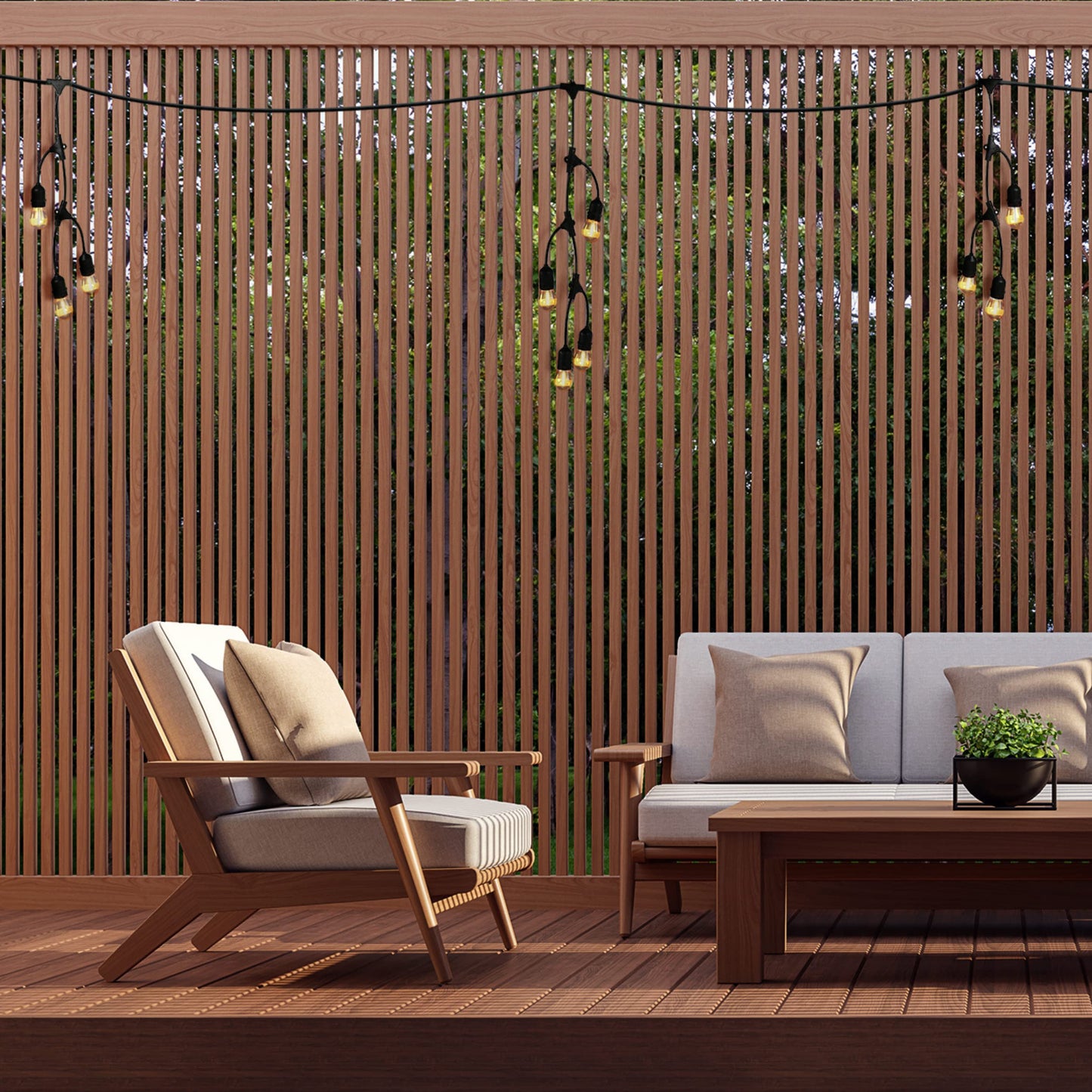 Feit Electric 12ft LED Outdoor Fence String Lights, 10 Sockets, 12pc. S14 LED Bulbs Included, E26 Base, 10 Watts, 2200K, Amber, SLM12-10/FIL
