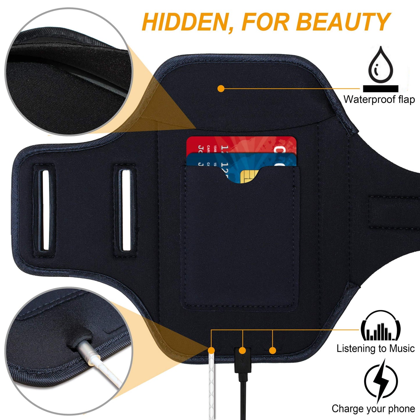 RUNBACH Armband for Samsung Galaxy S26/S25/S24/S23/S22/S21/S20/S10/S9/S8 up to 6.2",Water Resistant Running Exercise Gym Bag with Card Slot and Key