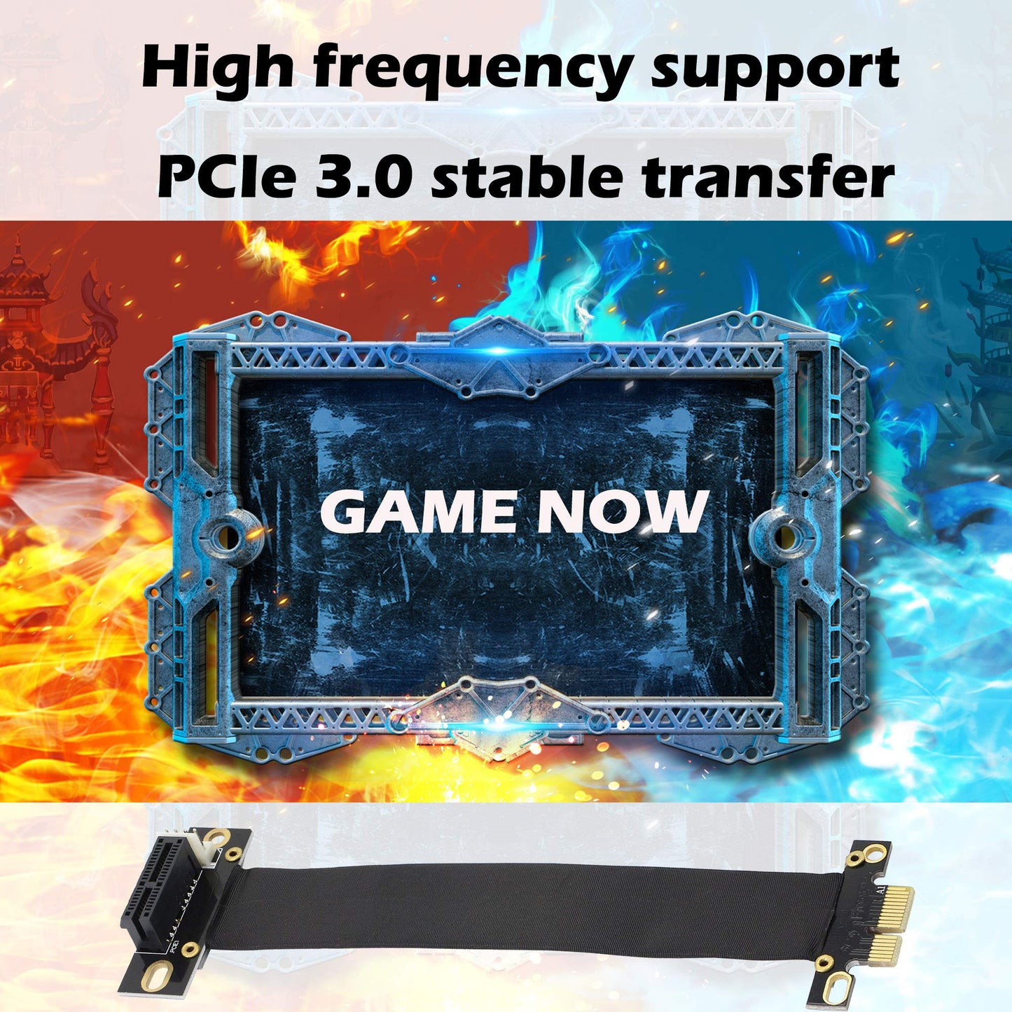 GINTOOYUN PCIE Extension Cable,PCI-Express 3.0 1X Male to Female Riser Cable PCI-E 1X Extender Adapter Jumper (18cm,90°
