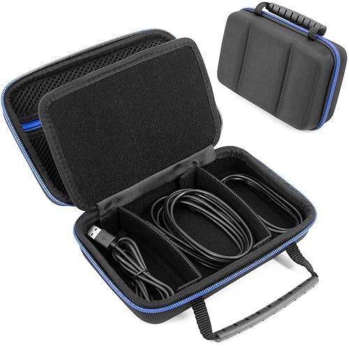 CASEMATIX Hard Shell Electronics Organizer Travel Case with 2 Adjustable Cable Bag Dividers, 3 Zipper Pouches and Elastic Cable Loops - Compact and