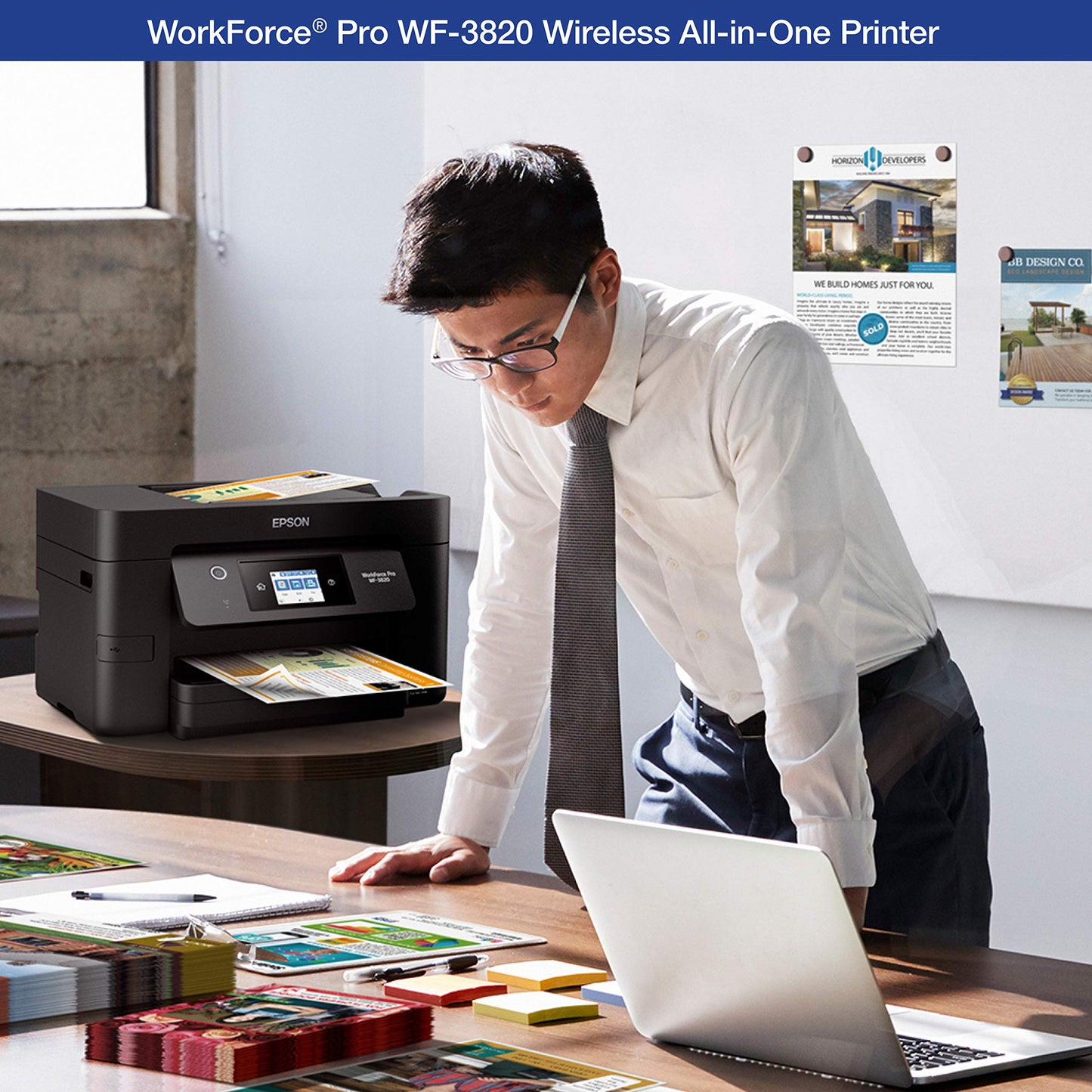 Epson Workforce Pro WF-3820 Wireless All-in-One Printer, Auto 2-Sided Printing 35-Page ADF, 250-sheet Paper Tray and 2.7" Color Touchscreen, Works
