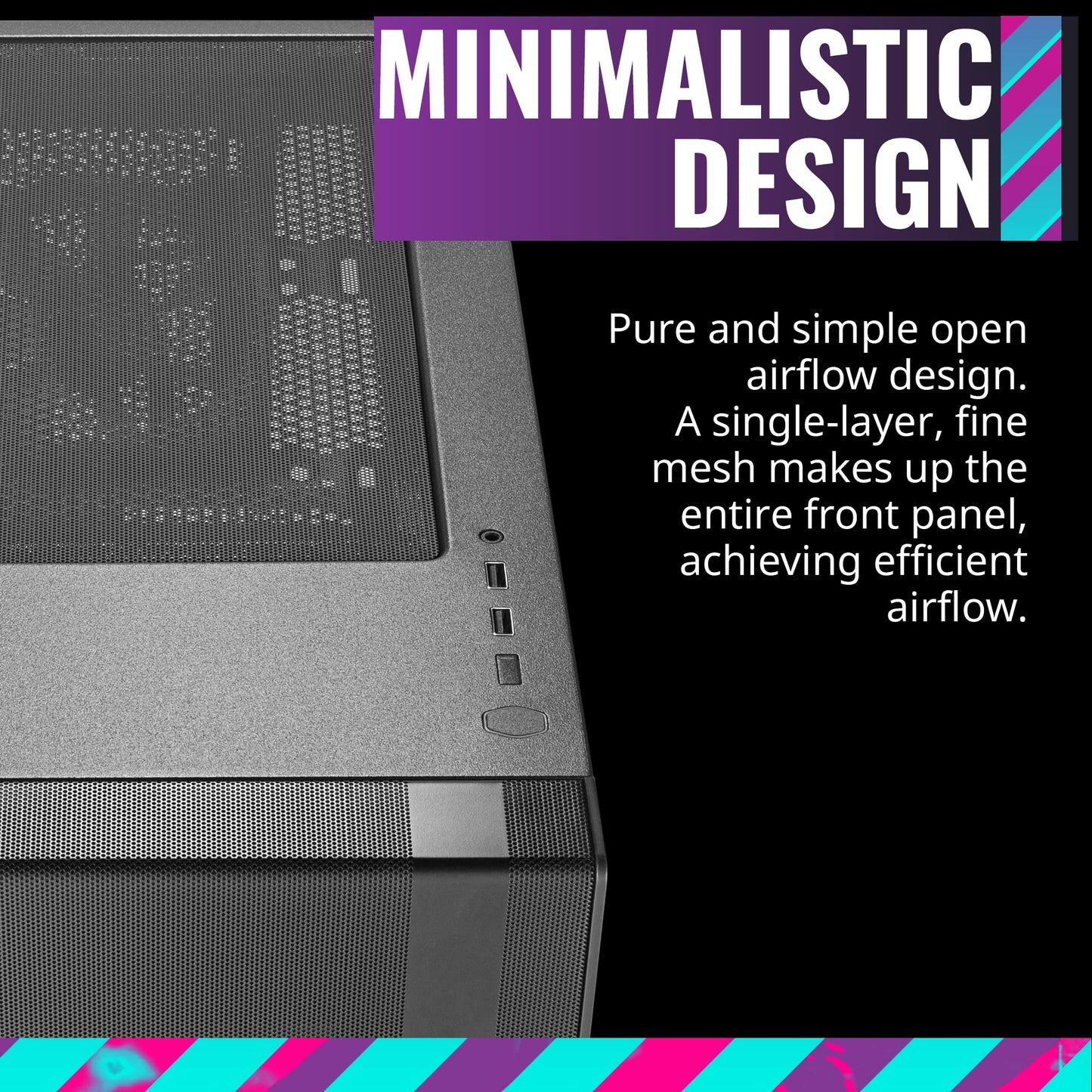 Cooler Master MasterBox NR600 ATX Mid-Tower with Front Mesh Ventilation, Minimal Design, Tempered Glass Side Panel and Single Headset Jack