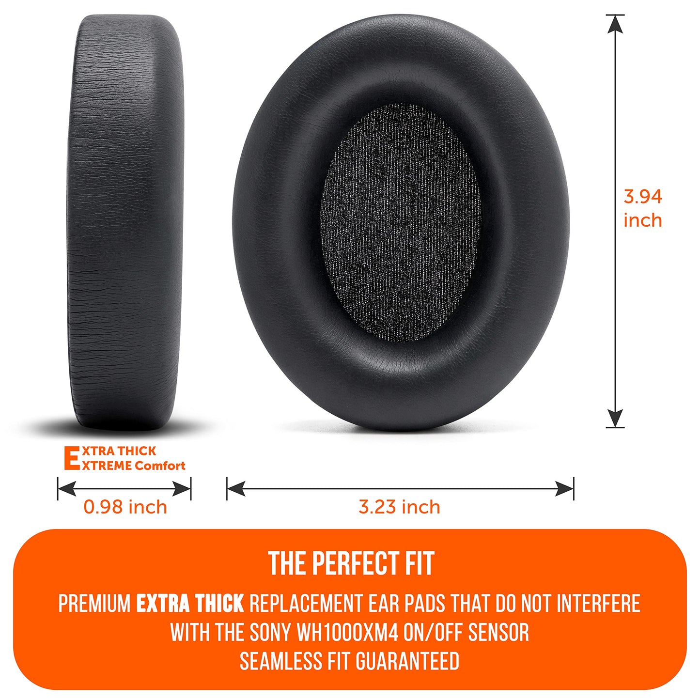 WC Wicked Cushions Extra Thick Earpads for Sony WH1000XM4 Headphones - Soft PU Leather Cushions, Luxurious Noise Isolating Memory Foam, Added