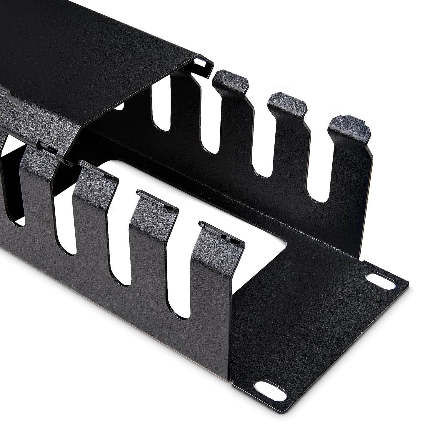 StarTech.com Horizontal 2U Server Rack Cable Management Finger Duct w/ Cover - 19" Network Rack Wire Duct Raceway Panel - Slotted Wire Duct (CMDUCT2U)