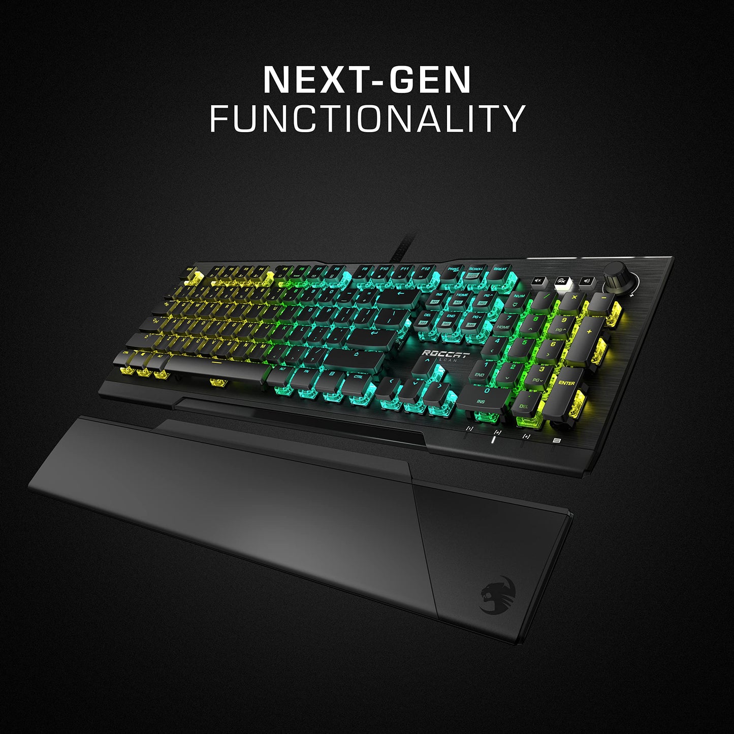 ROCCAT Vulcan Pro Linear Optical PC Gaming Keyboard, Titan Switch Full Size with Per Key AIMO RGB Lighting, Anodized Aluminum Top Plate and Detachable