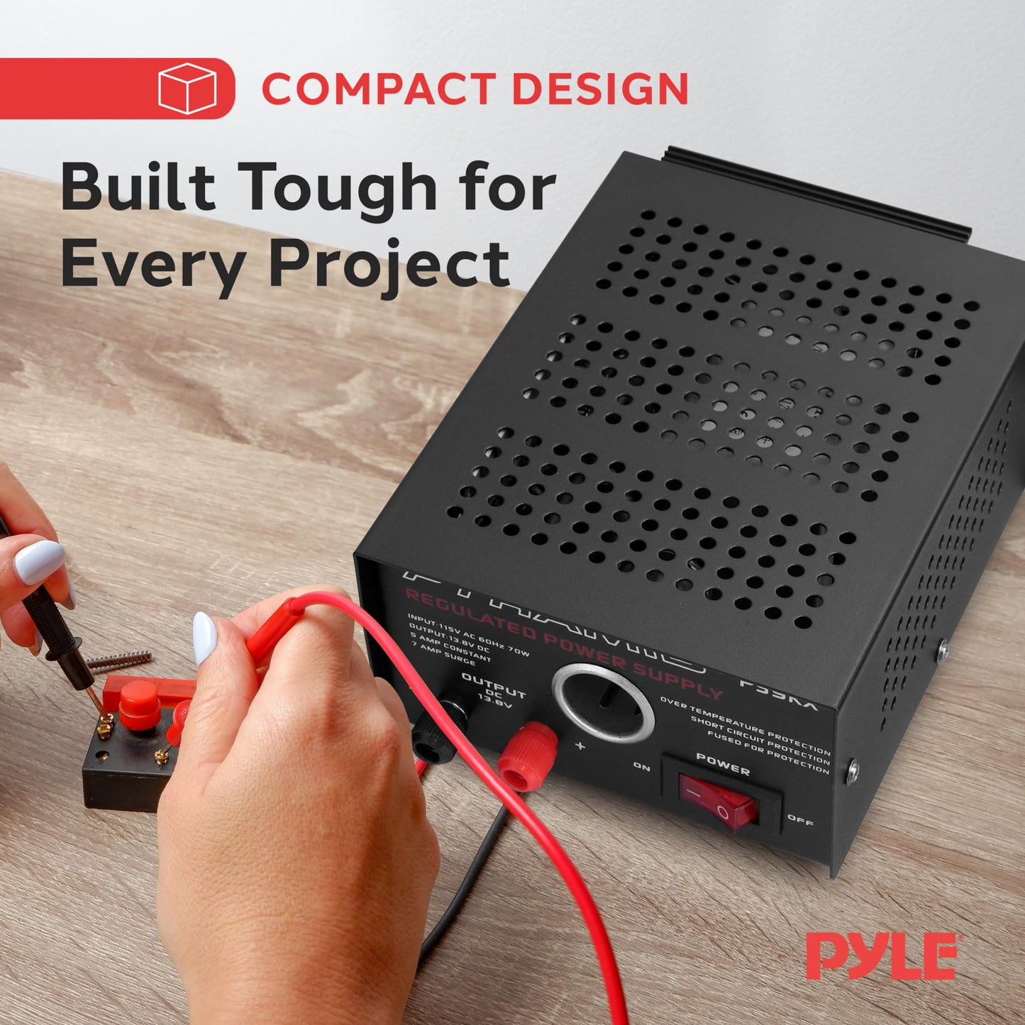 Pyramid PS9KX Universal Compact Bench Power Supply-5 Amp Linear Regulated Home Lab Benchtop Converter w/ 13.8 Volt DC 115V AC 70 Watt Input, Screw…