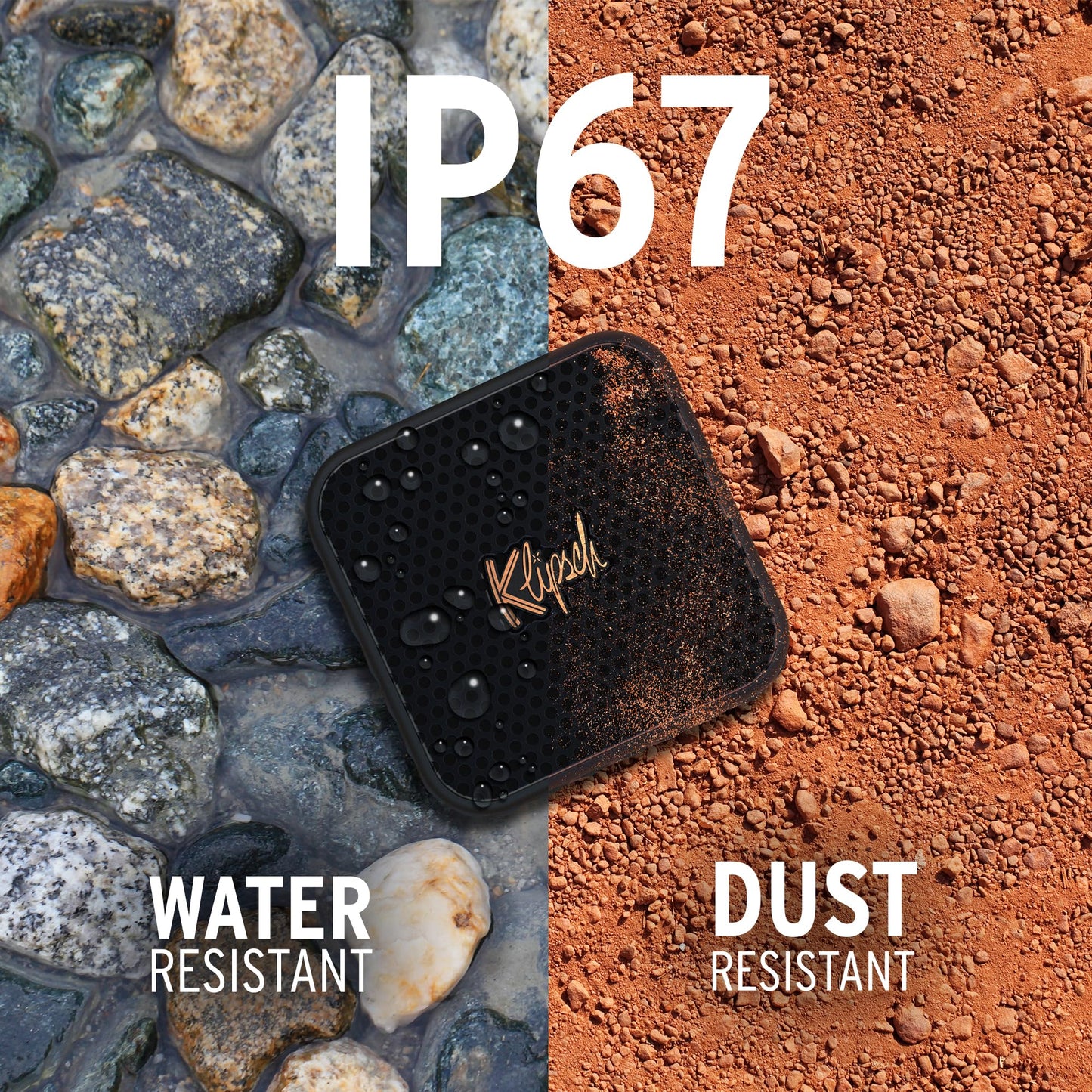 Klipsch The Austin Portable Bluetooth Speaker with a 1.5" Full Range Driver, IP67 dust and Waterproof Rating, 12 Hours of Playtime for a Premium Live