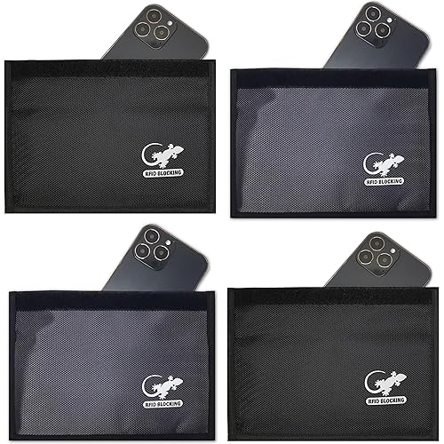 4 Faraday Bag Anti-Tracking GPS RFID Car Key Signal Blocker Wallet Shielding Pouch Protective Case for Cell Phone Car Key FOB, Data Privacy