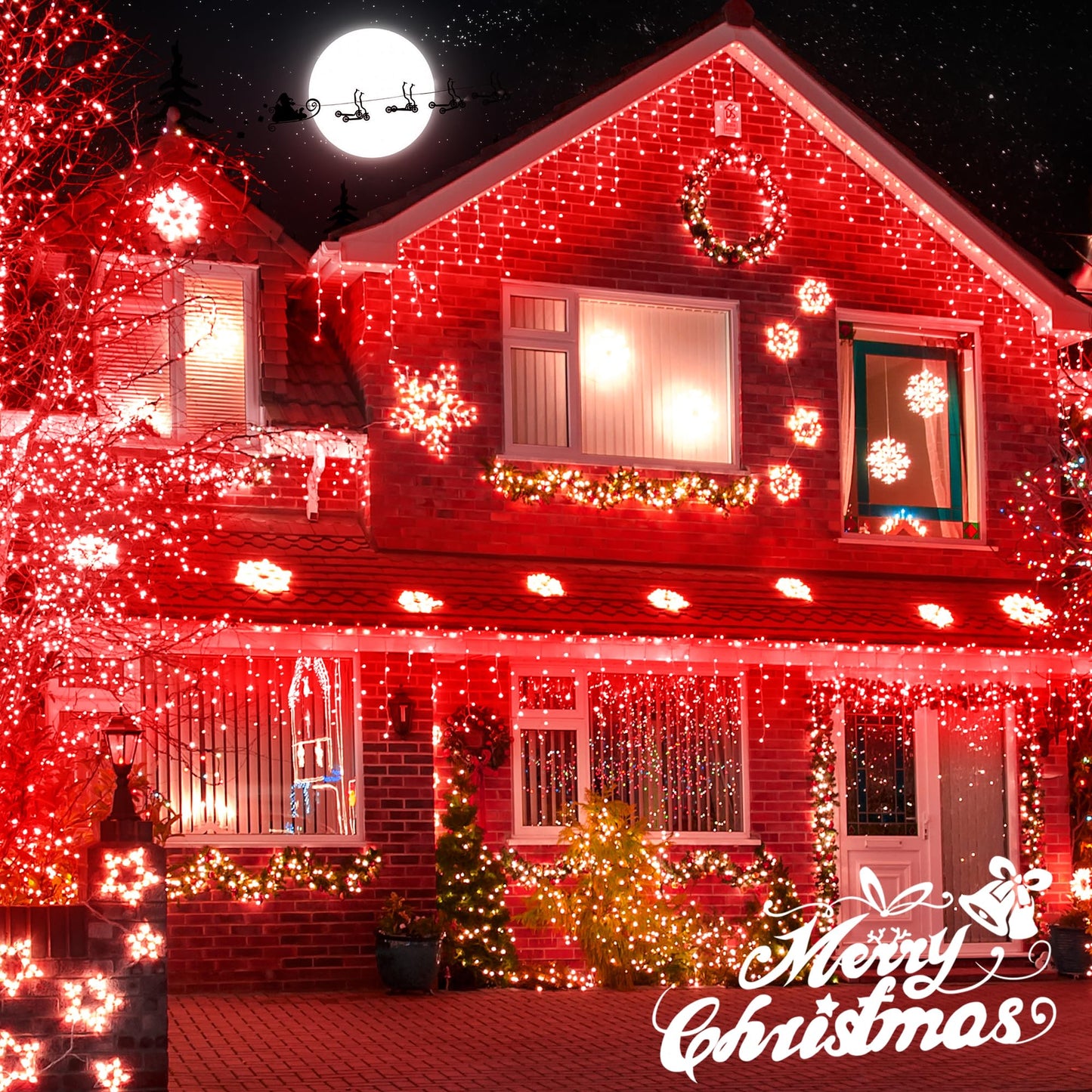 oopswow Christmas Icicle Lights Outdoor,300LED 33FT Christmas String Lights,Connectable Valentine's Day Lights with 30V Plug in for Valentine Wedding