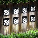 GIGALUMI 8 Pack Solar Fence Light Cold White Porch Solar Powered Decor Outdoor Waterproof Wall Fence Lights for Garden, Yard, Patio, Front Door