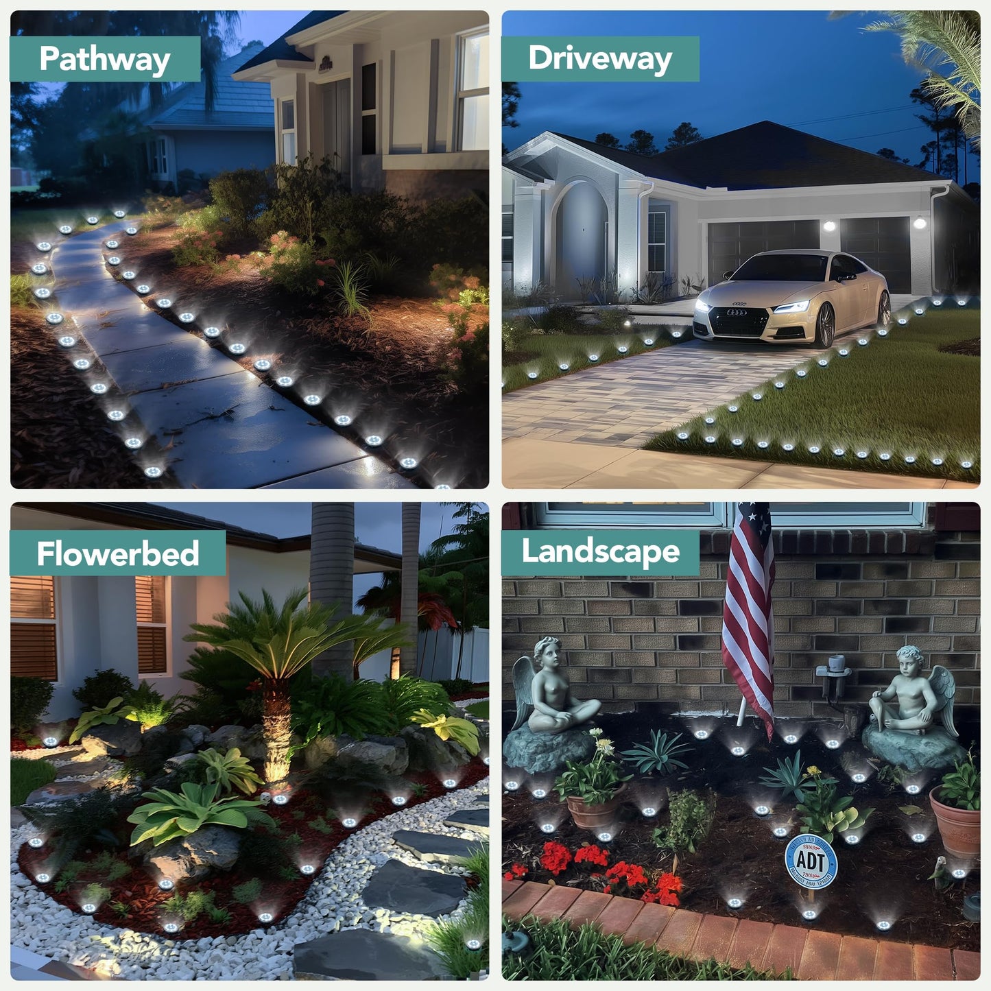 SOLPEX Mini Solar Ground Lights, 10 Pack Solar Lights Outdoor Waterproof, Pathway Lights Solar Powered, Solar Garden Light, Landscape Lighting