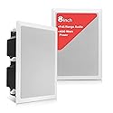 Pyle Ceiling Wall Mount Enclosed Speaker - 400 Watt Stereo In-wall / In-ceiling 8" Enclosed Full Range Deep Bass Speaker System - 50Hz-20kHz Frequency