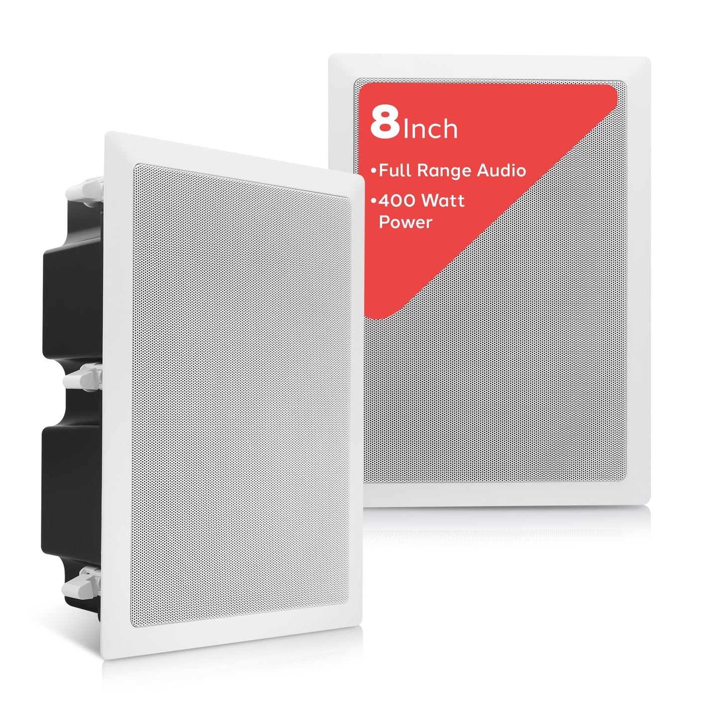 Pyle Ceiling Wall Mount Enclosed Speaker - 400 Watt Stereo In-wall / In-ceiling 8" Enclosed Full Range Deep Bass Speaker System - 50Hz-20kHz Frequency