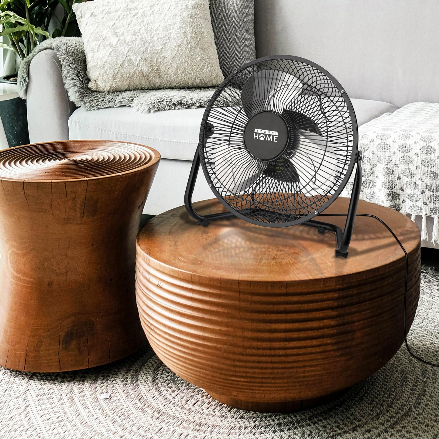 Techni Home 9" High Velocity Portable Electric Fan, 2‑Speed Floor/Table Fan