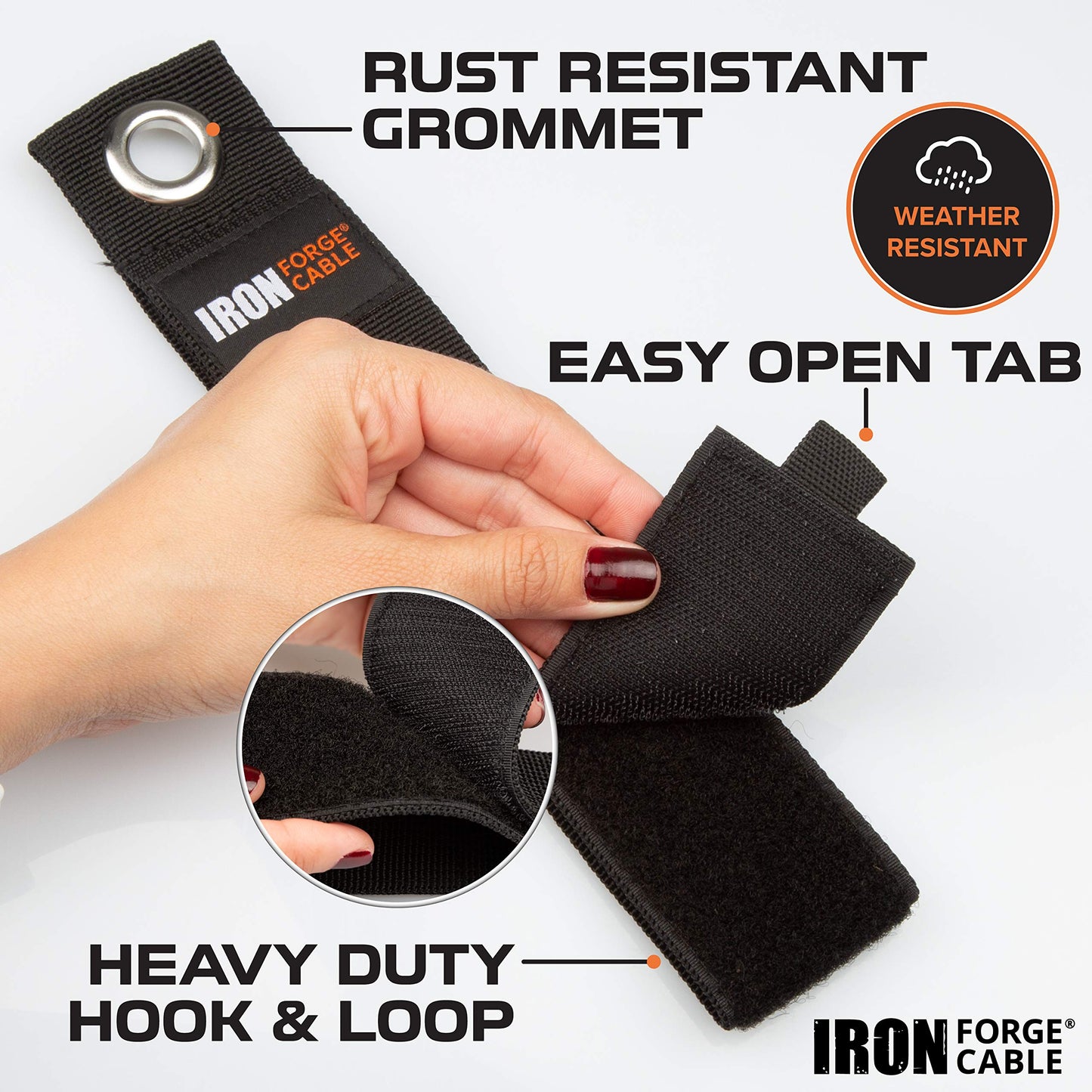 Iron Forge Cable Extension Cord Wrap Organizer, 12 Piece Multi-Pack - 2 Pieces of Medium, Large, and XL Hook and Loop Hanger Wraps Up to 50 lbs