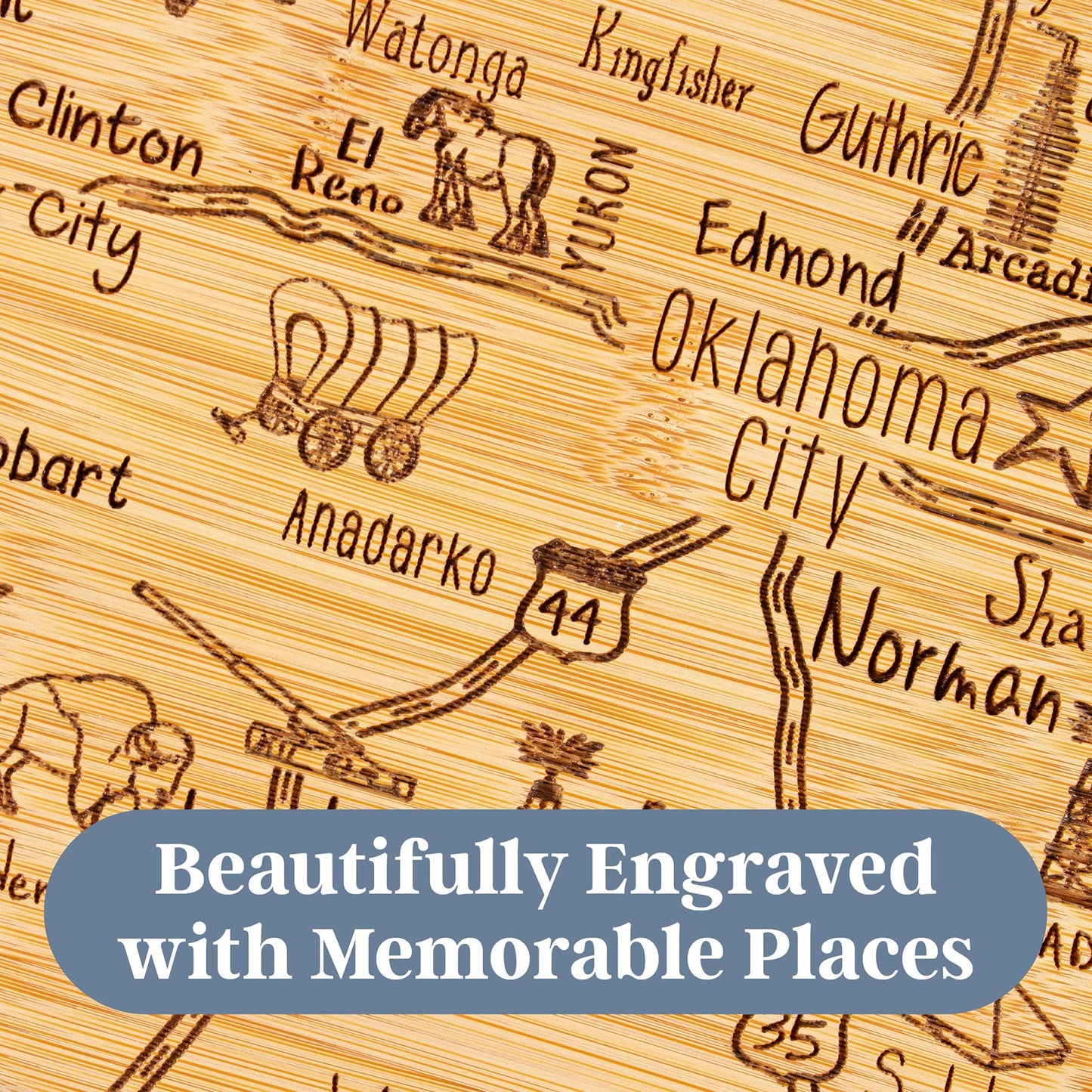 Totally Bamboo Destination Oklahoma State Shaped Cutting Board, Charcuterie and Cheese Serving Board - Oklahoma Gift for Home Décor or Everyday…