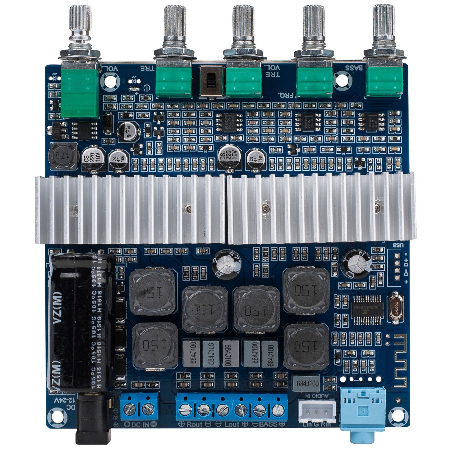 Parts Express TPS3116D2 Class D 2.1 Bluetooth 5.0 Amplifier Board 2 x 50W + 100W with Filter and Volume Controls
