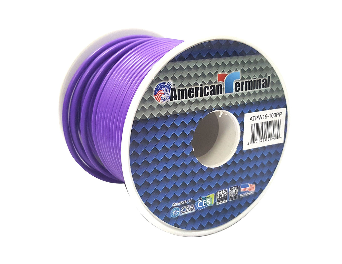 American Terminal ATPW16-100PP 16 Gauge Primary Wire, Purple