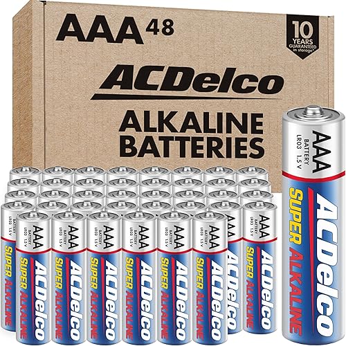 ACDelco 48-Count AAA Batteries, Maximum Power Super Alkaline Battery, 10-Year Shelf Life, Recloseable Packaging