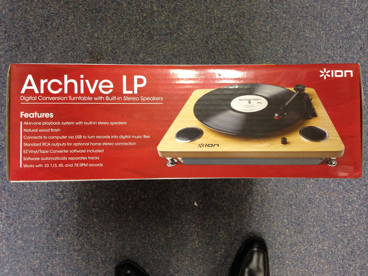 ION Audio Archive LP | Digital Conversion Turntable with Built-In Stereo Speakers and Diamond-Tipped Stylus