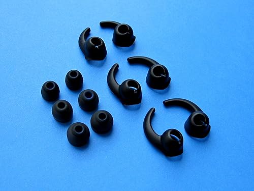 12pcs Round and Stabilizers Ergonomic Set (BK-RND-STB) Replacement Eartips Earbuds Compatible with Jaybird X2 Earphones Headphones