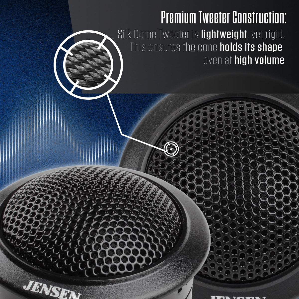 Jensen APEX JSTW2 2" Silk Dome Car Tweeters Pair 60W Peak Component Set