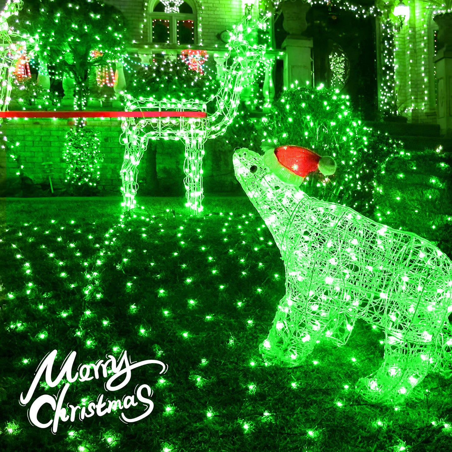 oopswow 9.8ft x 6.6ft 192 LED Christmas Net Lights,8 Modes 30V Low Voltage Mesh Fairy String Lights for Christmas Trees, Bushes, Wedding, Garden