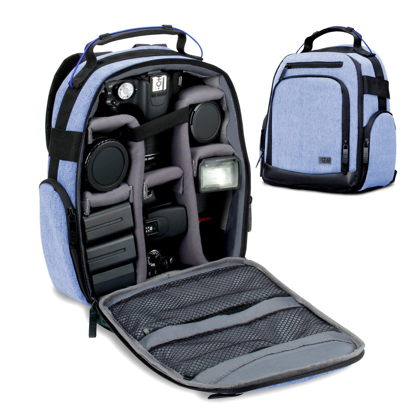USA Gear Portable Camera Backpack for DSLR with Customizable Accessory Dividers, Weather Resistant Bottom and Comfortable Back Support - Compatible