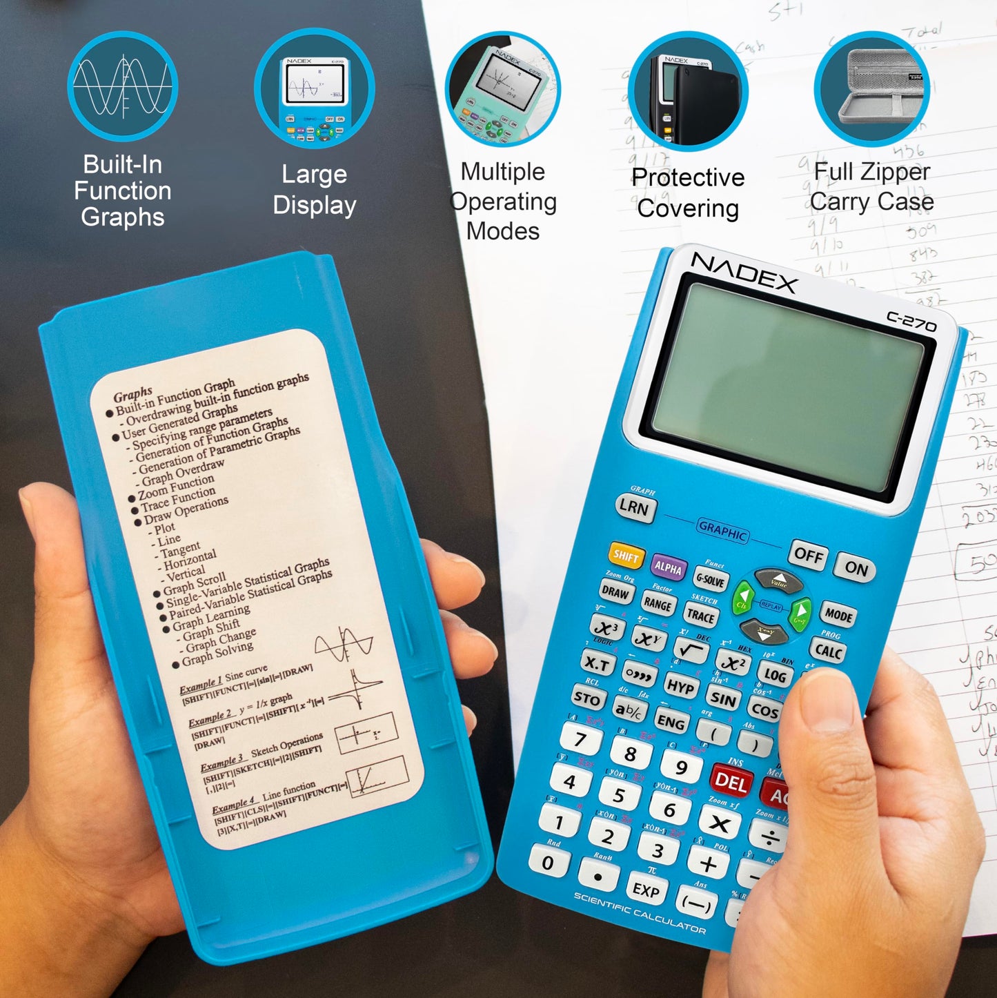 Scientific Calculator with Graphing, Includes Carrying Case, for College and High School Students, Calculus, Algebra, Geometry, Trigonometry