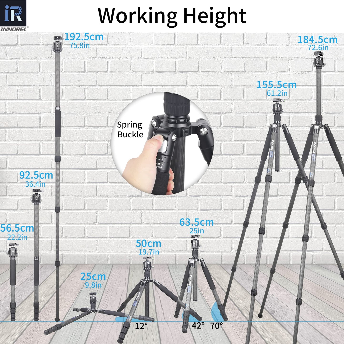 Carbon Fiber Tripod-INNOREL RT85C Super Professional Tripod Monopod Heavy Duty Stand Support Low Gravity Center 360°Panoramic ballhead for Digital