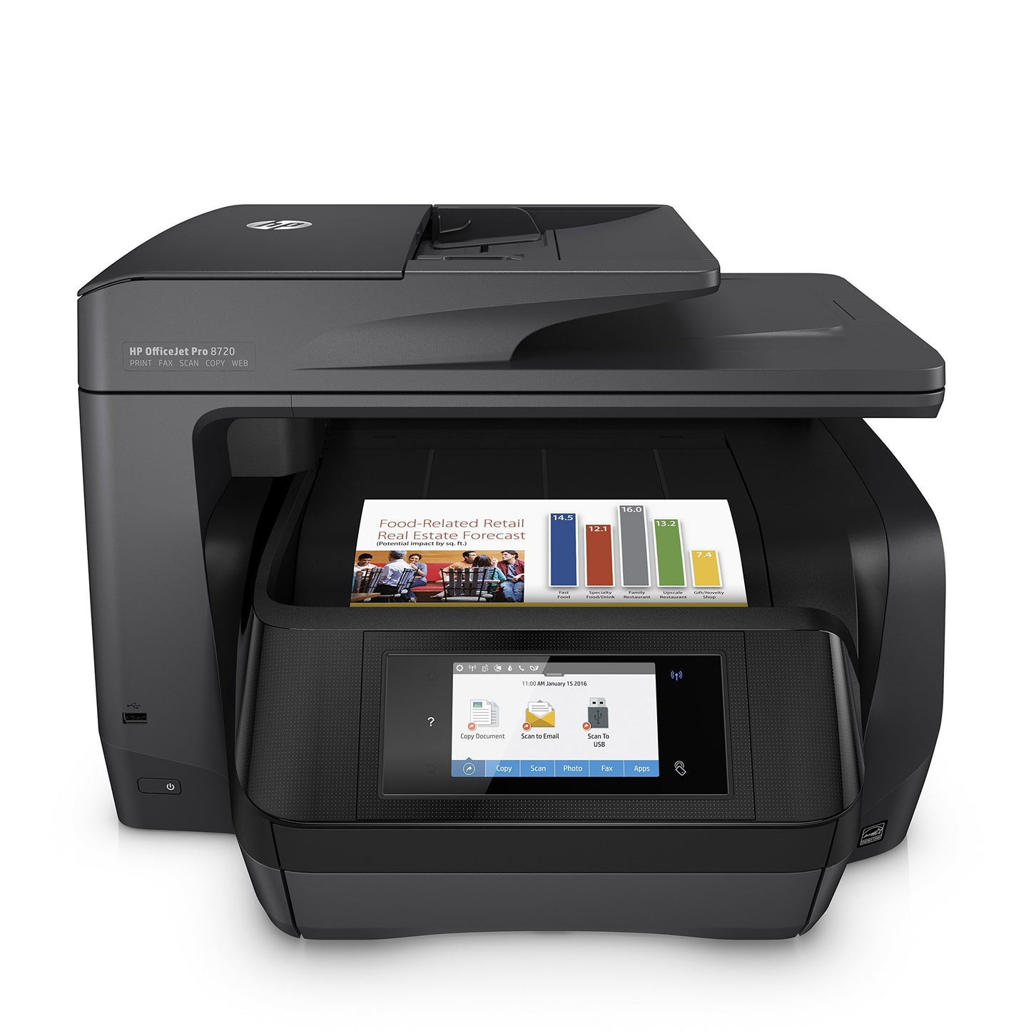 HP OfficeJet Pro 8720 All-in-One Wireless Printer with Mobile Printing, HP Instant Ink & Amazon Dash Replenishment ready - Black (M9L74A) (Renewed)