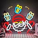 Santa Claus Neon Sign Christmas Neon Sign for Christmas Decoration Waving Santa Window Light Dimmable Neon Santa Sign for Holiday Party Home Bar