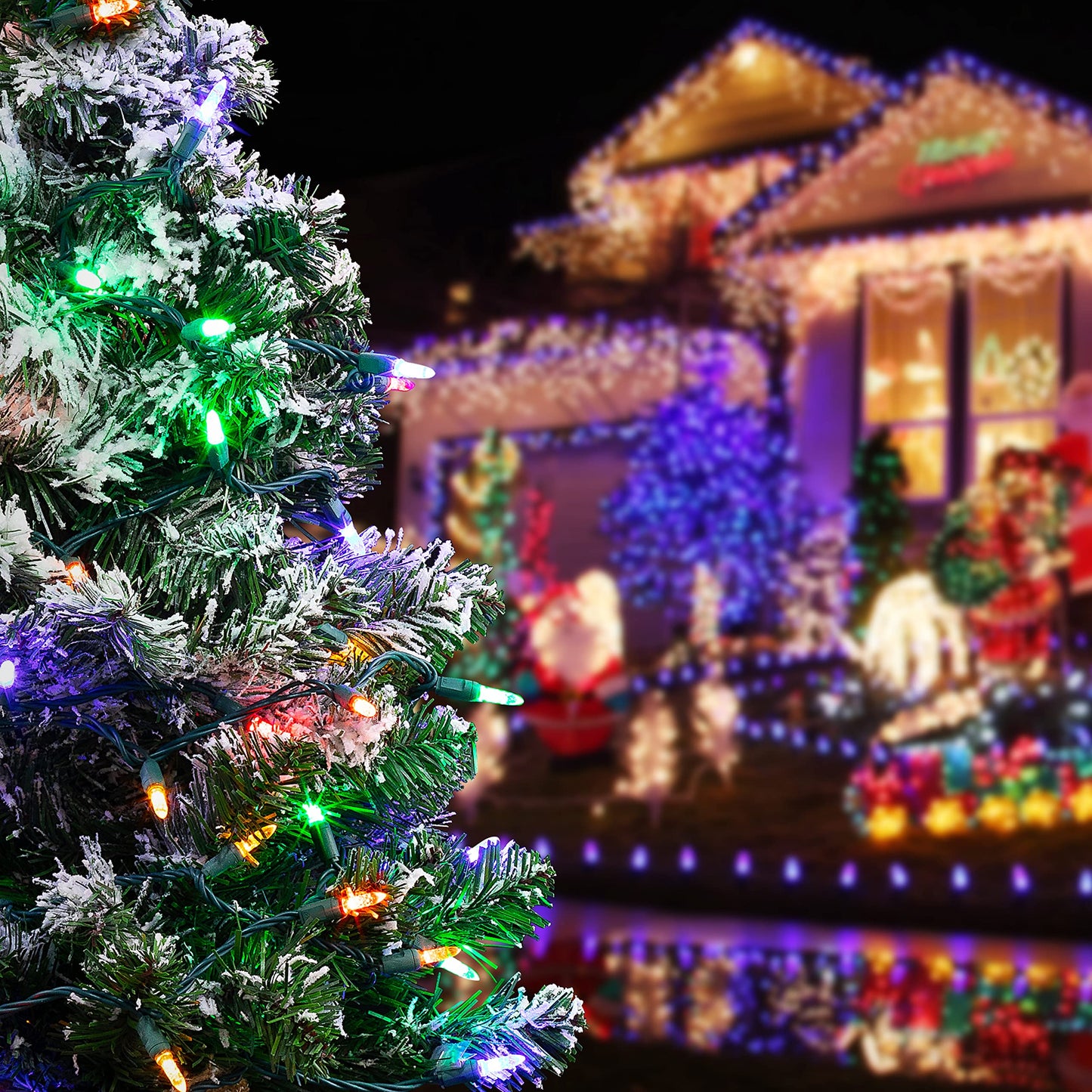 HLO Lighting M6 Orange LED Christmas Lights | LED Mini Christmas Lights for Indoor and Outdoor Use | 70 Bulbs