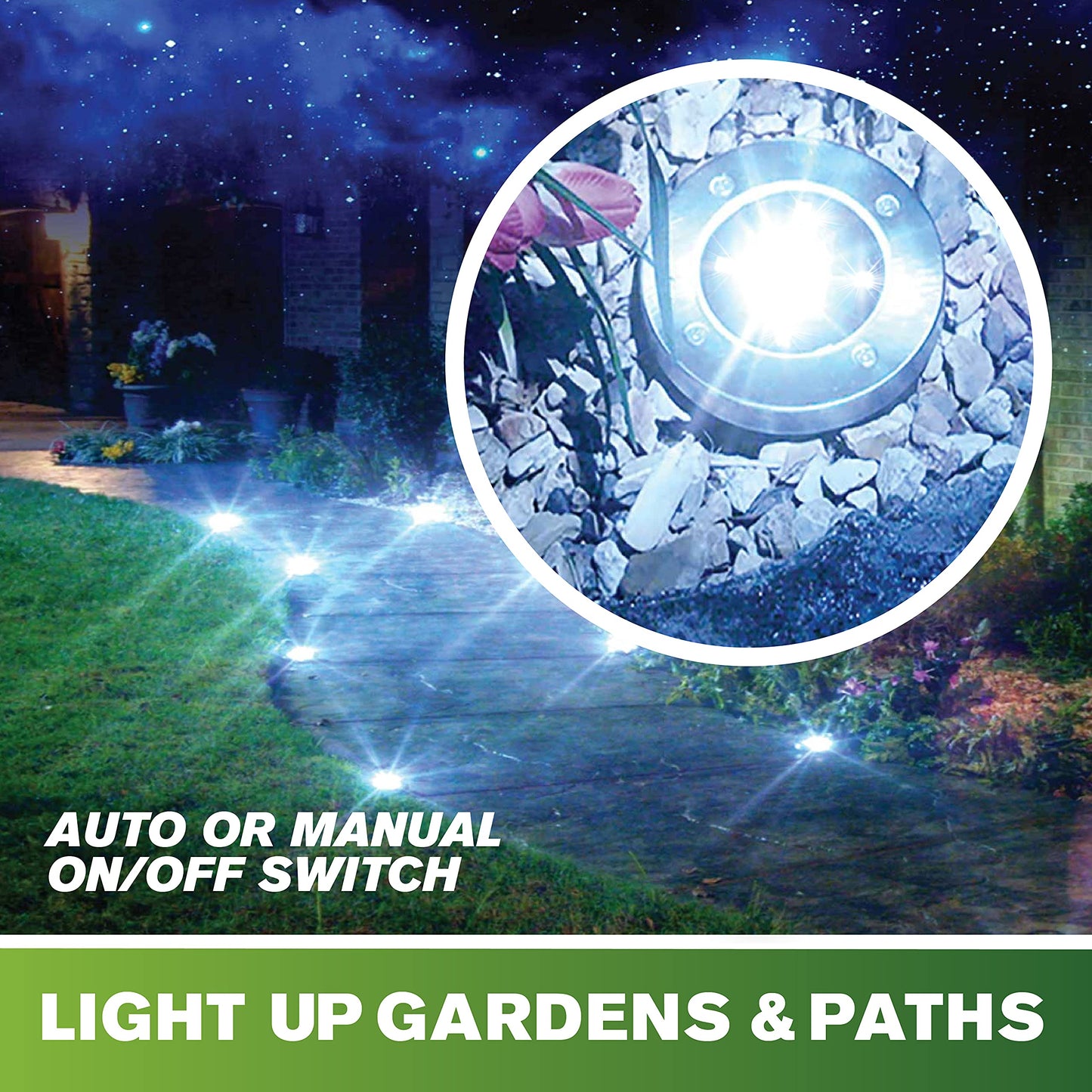 Bell+Howell Disk Lights Solar Weatherproof LED Outdoor, As Seen on TV 4 Pack, Bronze