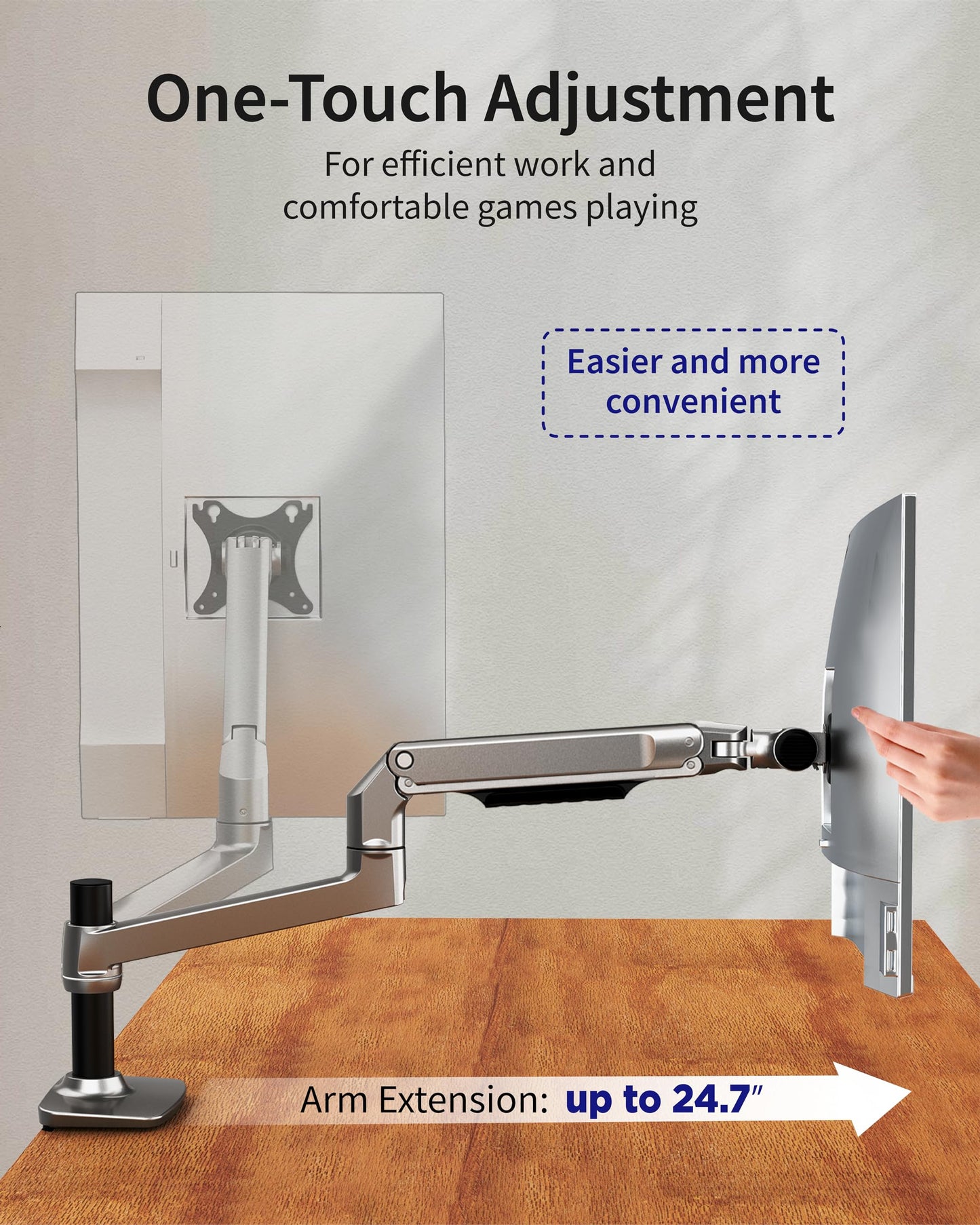 Ergounion Single Monitor Arm Desk Mount, Holds Screens up to 40 Inches and 25 lbs, Fully Adjustable Vesa Monitor Mount with C-Clamp and Grommet Base