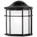6689800 One-Light Exterior Wall Lantern, Textured Black Finish on Cast Aluminum with Frosted Acrylic Lens