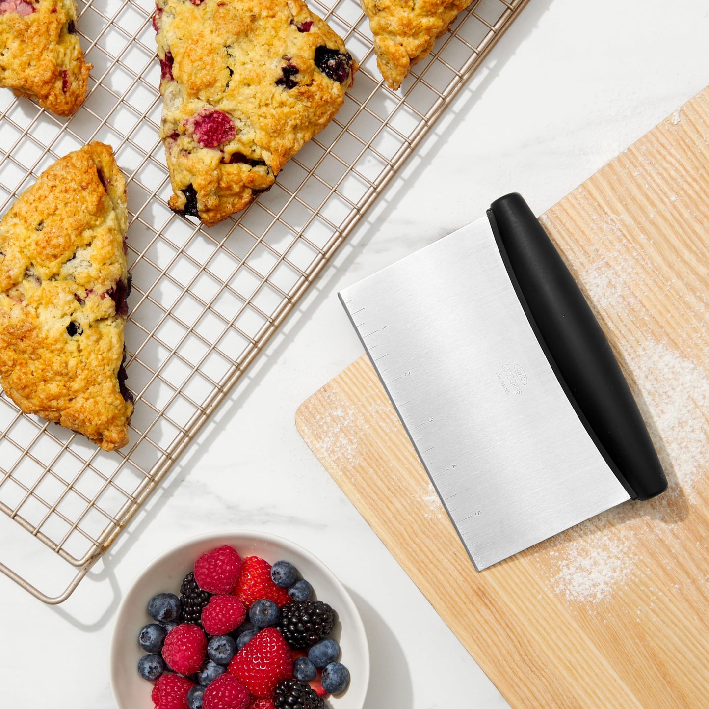 OXO Good Grips Stainless Steel Bench Scraper & Chopper, Dough Cutter for Baking