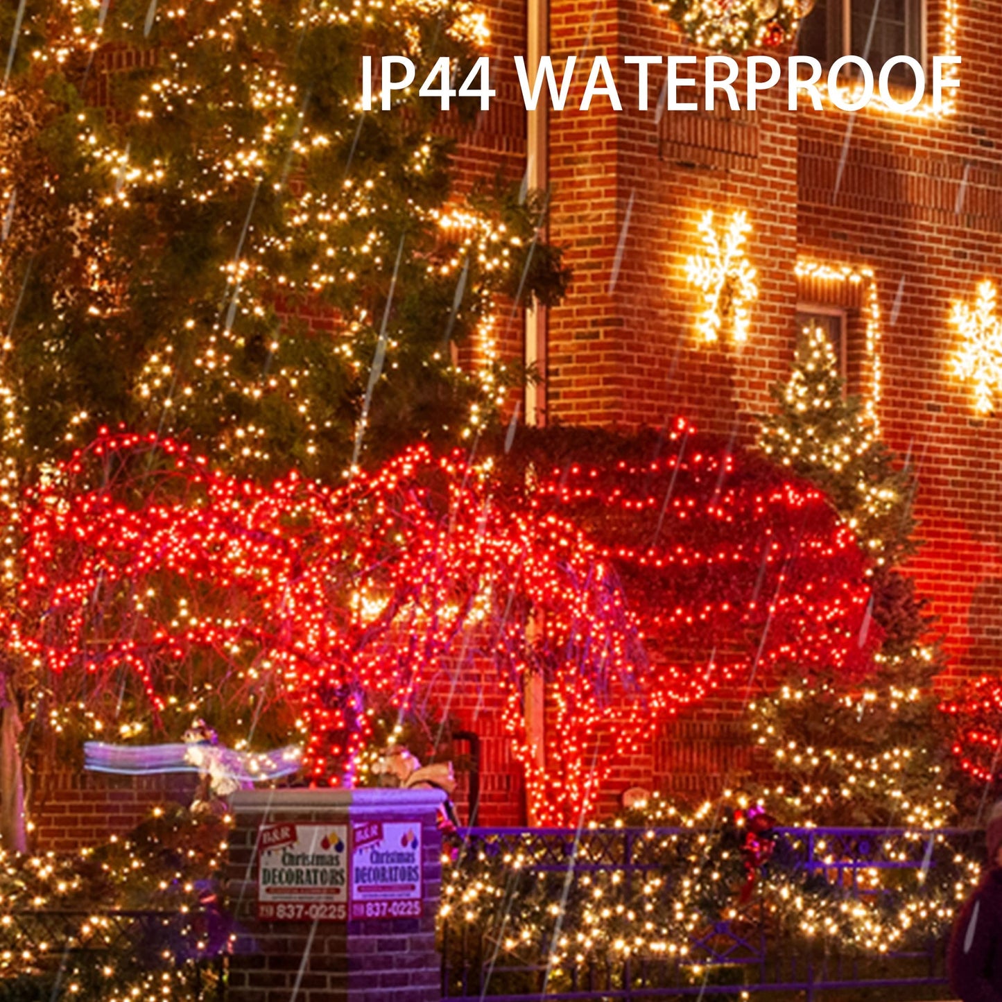 Dazzle Bright 2 Pack Total 400LED 132FT Red Christmas Solar String Outdoor Lights, Solar Powered with 8 Modes Waterproof Fairy Lights for Bedroom
