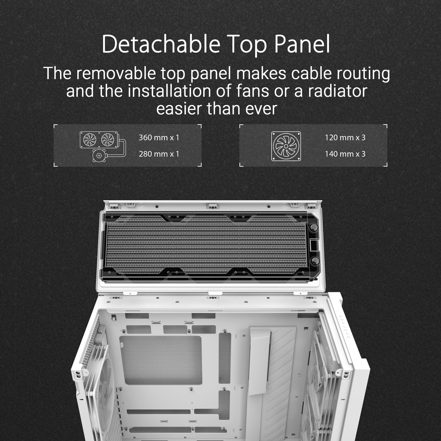 ASUS TUF Gaming GT302 ARGB ATX Mid-Tower Case Four 140x28mm ARGB Fans for Airflow & Static Pressure, Interchangeable Panel, Detachable top Panel