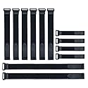 VELCRO Brand Bulk Pack 12 Reusable Fastening Cable Straps with Buckle Variety Sizes 8"-12"-18" Multi-Purpose Cinch Strap VEL-30100-AMS