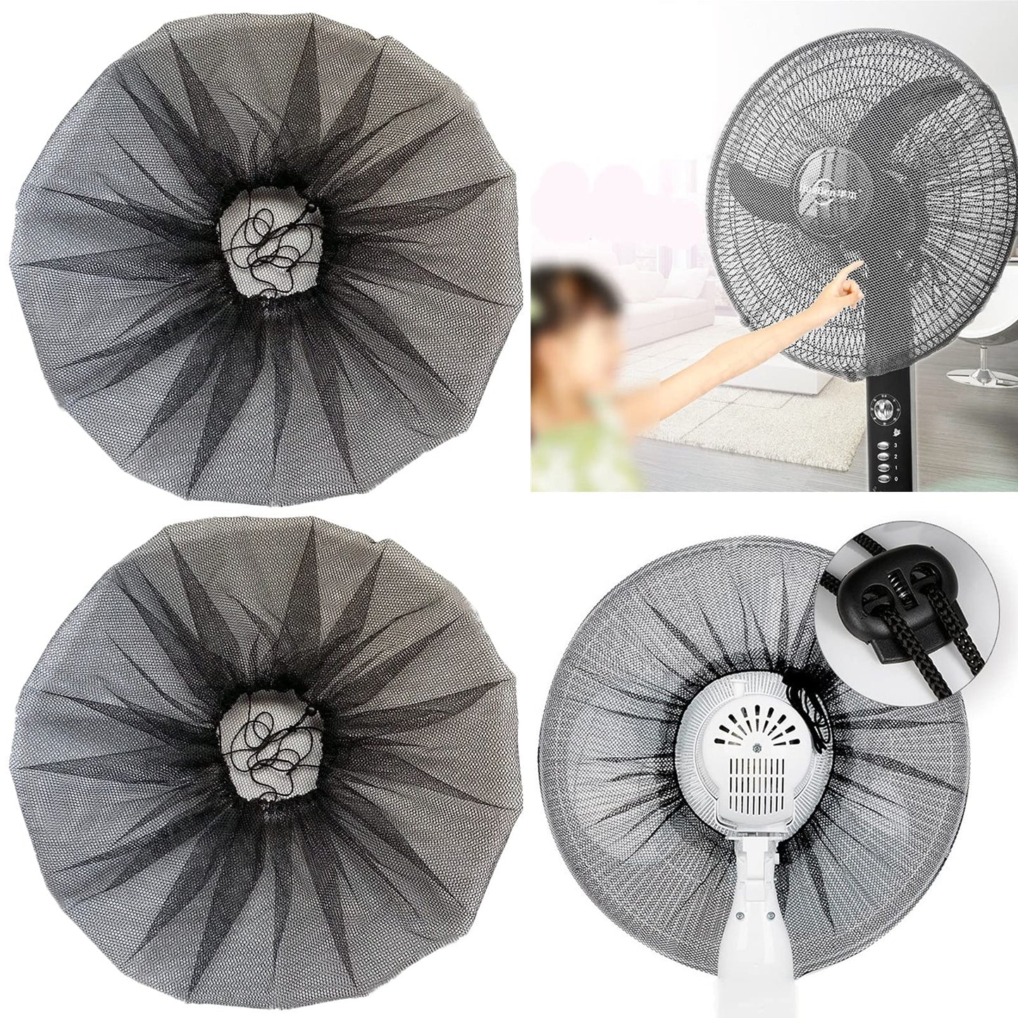 2 Pack - 16" Pedestal Fan Cover,Washable Fan Dustproof Covers,Protect Kid Children Baby Finger Net Mesh Fans Guard,Summer Home Fans Safety Dust