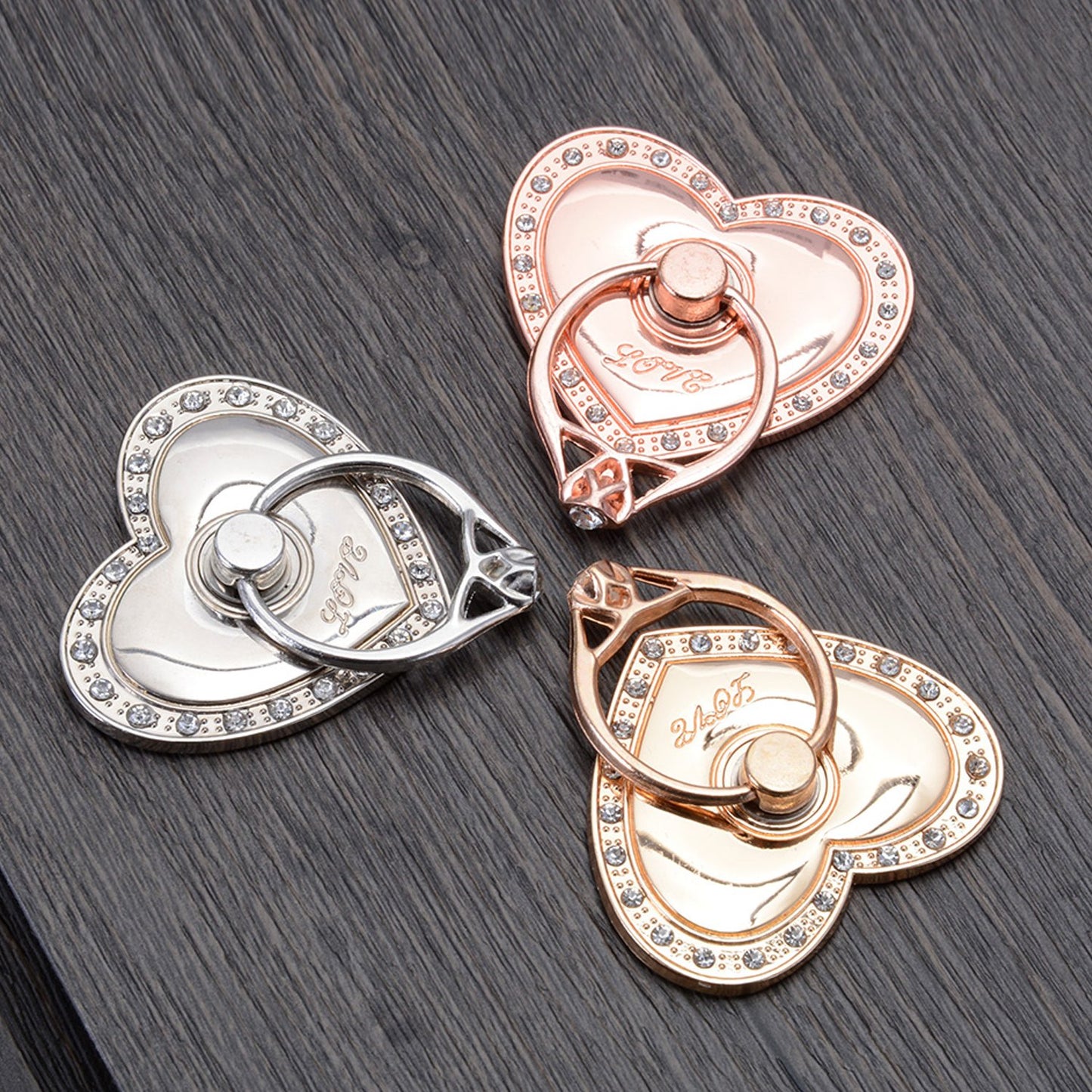 Phone Stand, Luxury Updated Re-Usable Metal Stainless Phone & Tablet Anti Drop Ring Stand Holder with Diamonds for iPhone iPod iPad Samsung and More