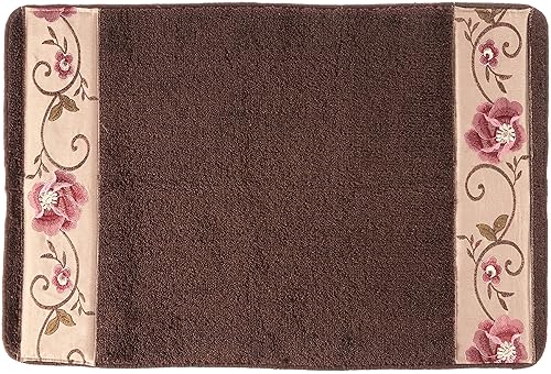 Popular Bath Bath Rug, Larissa Collection, 21" x 12", Rose Design