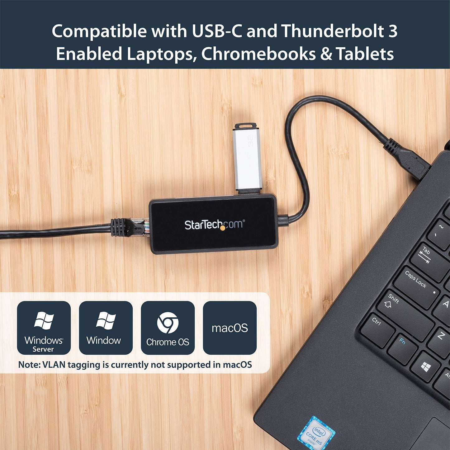 StarTech USB-C to Ethernet Gigabit Adapter, Thunderbolt 3 Compatible