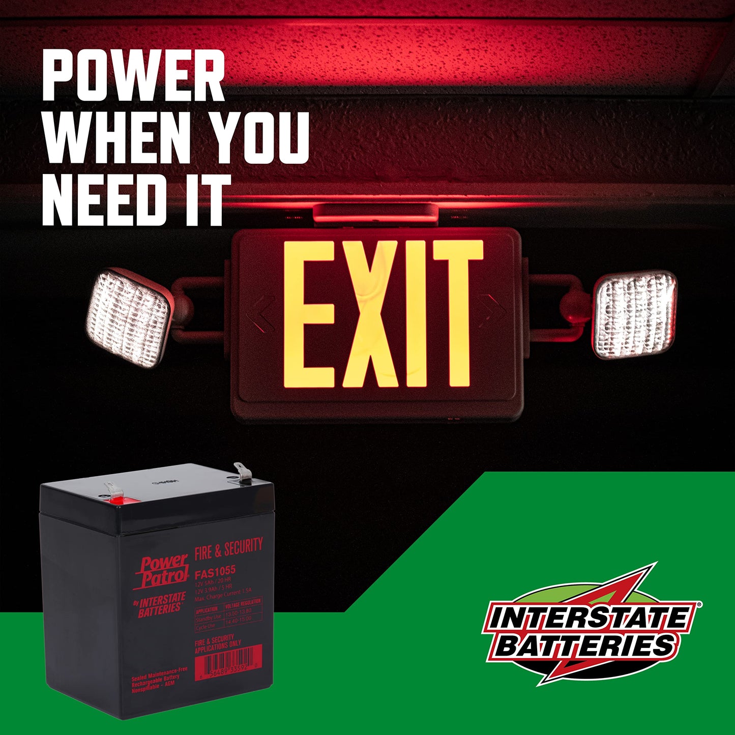 Interstate Batteries 12V 5Ah Fire & Security Battery - F1 Terminal, SLA AGM VRLA Power Patrol, Rechargeable Replacement for Fire Alarms, Locks…