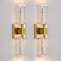 Epinl Gold Wall Sconces Set of Two - Bathroom Sconces Wall Lighting 14W Dimmable LED Crystal Wall Light with Bubble Glass 15.7inch Indoor Vanity